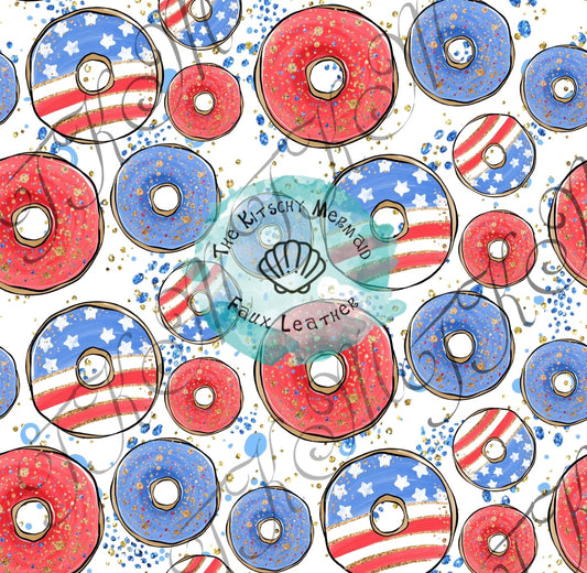 Patriotic Donuts of Faux Leather Roll, Sheets, and Bullet