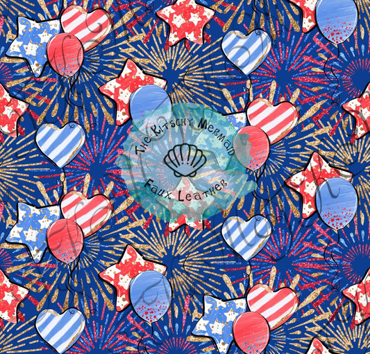 Patriotic Balloons Faux Leather Roll, Sheets, and Bullet