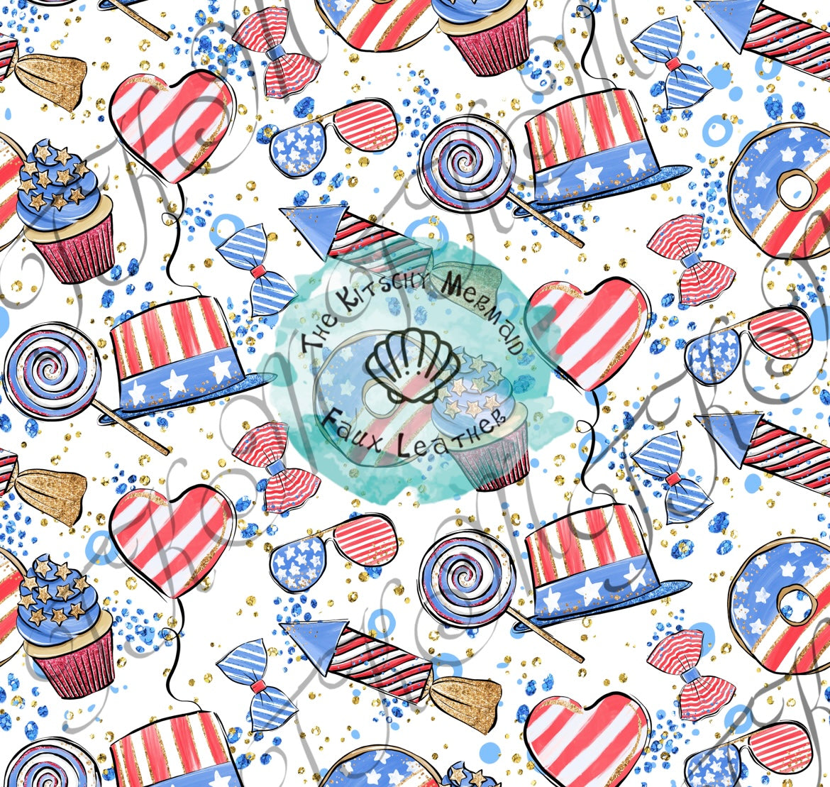 Patriotic Sweet Treats Faux Leather Roll, Sheets, and Bullet