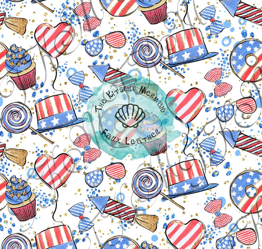 Patriotic Sweet Treats Faux Leather Roll, Sheets, and Bullet