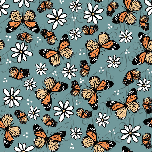 Summer Monarch Butterflies Faux Leather Roll, Sheets, and Bullet