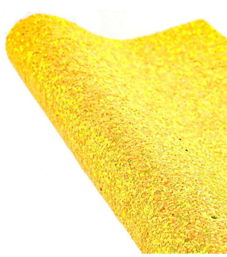 Chunky Glitter Yellow Faux Leather Rolls and Yards