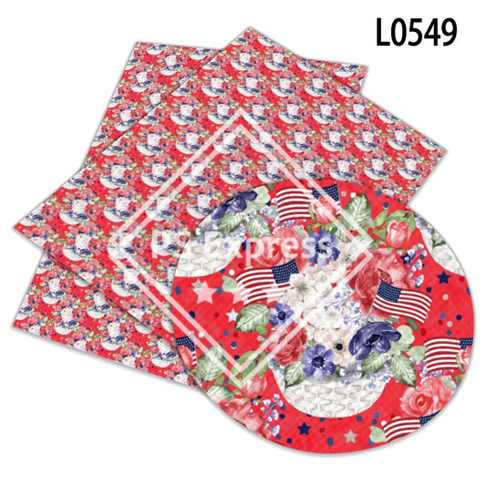 Patriotic Flowers Faux Leather Roll, Sheets, and Bullet