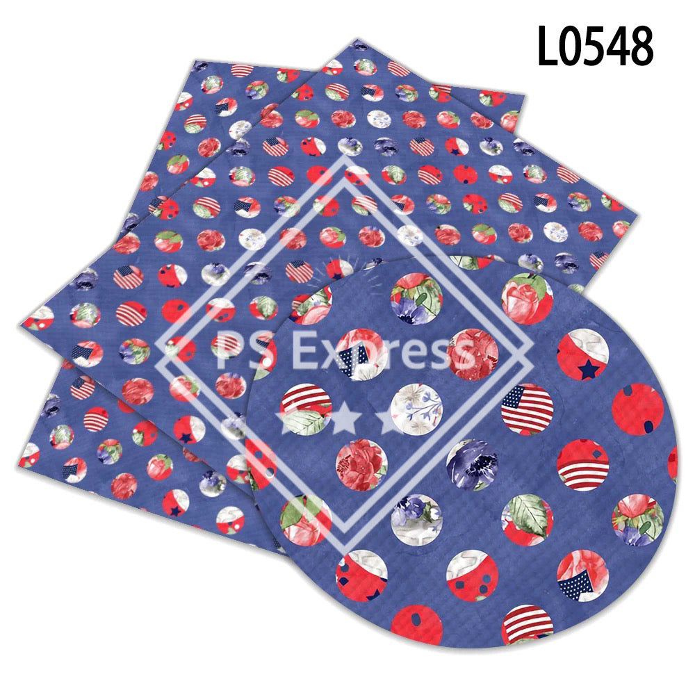 Patriotic Dots Faux Leather Roll, Sheets, and Bullet