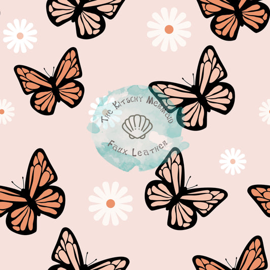 Monarch Butterflies and Flowers Faux Leather Roll, Sheets, and Bullet