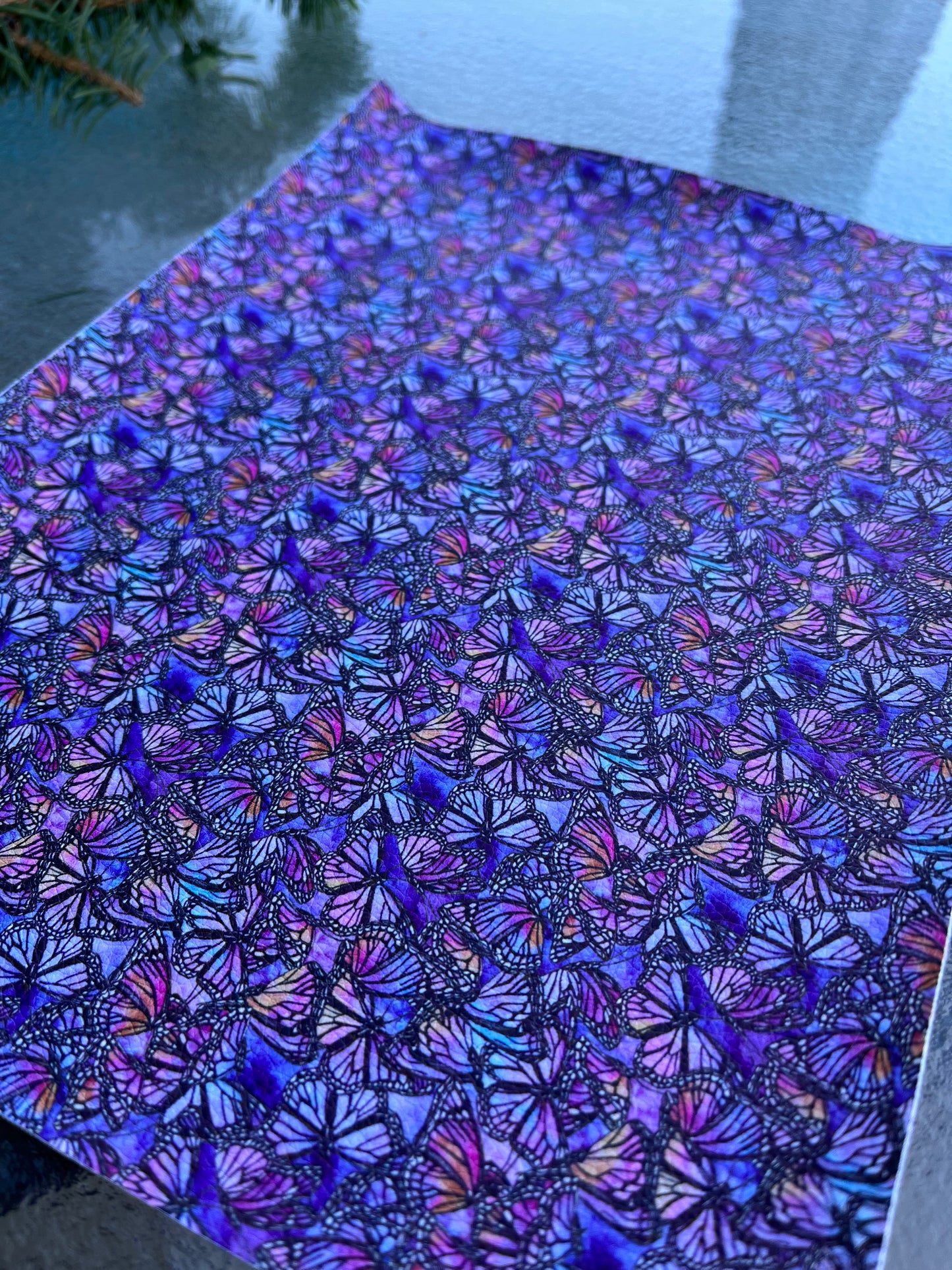 RTS Purple Butterflies Faux Leather Pebbled Sheets