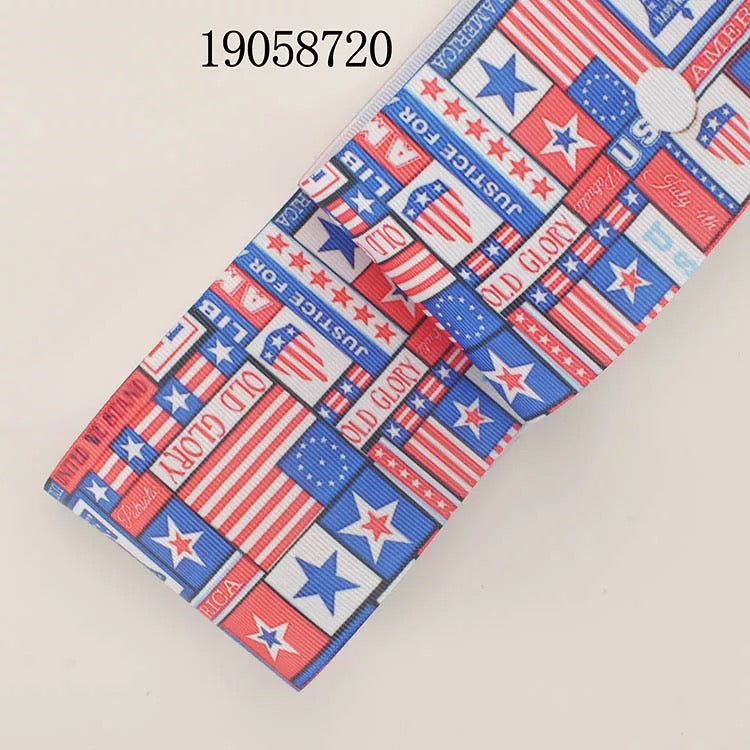 10 Yards Patriotic Stars Printed Grosgrain Ribbon