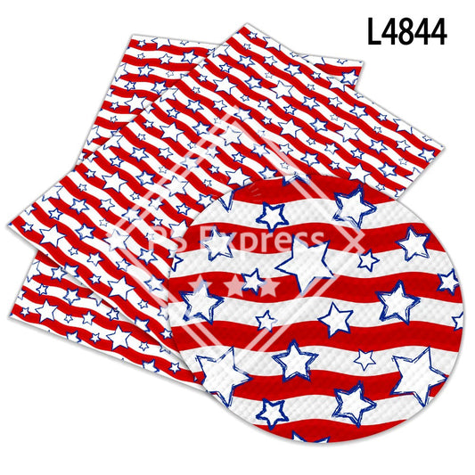 Patriotic Stars and Stripes 2 Faux Leather Roll, Sheets, and Bullet