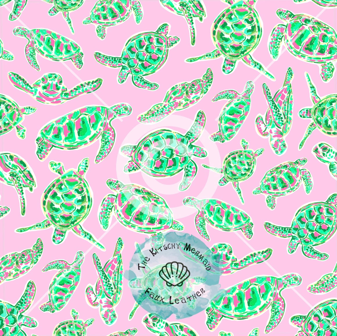 Pastel Sea Turtle Summer Faux Leather Roll, Sheets, and Bullet