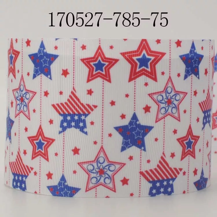 10 Yards Patriotic Stars Printed Grosgrain Ribbon