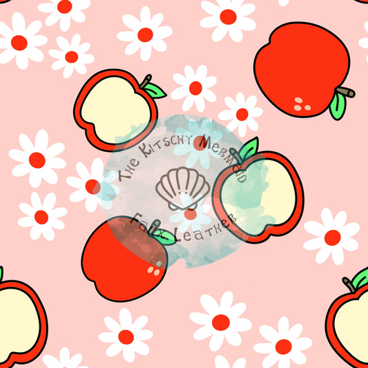 Back to School Apples and Daisies Faux Leather Roll, Sheets, and Bullet