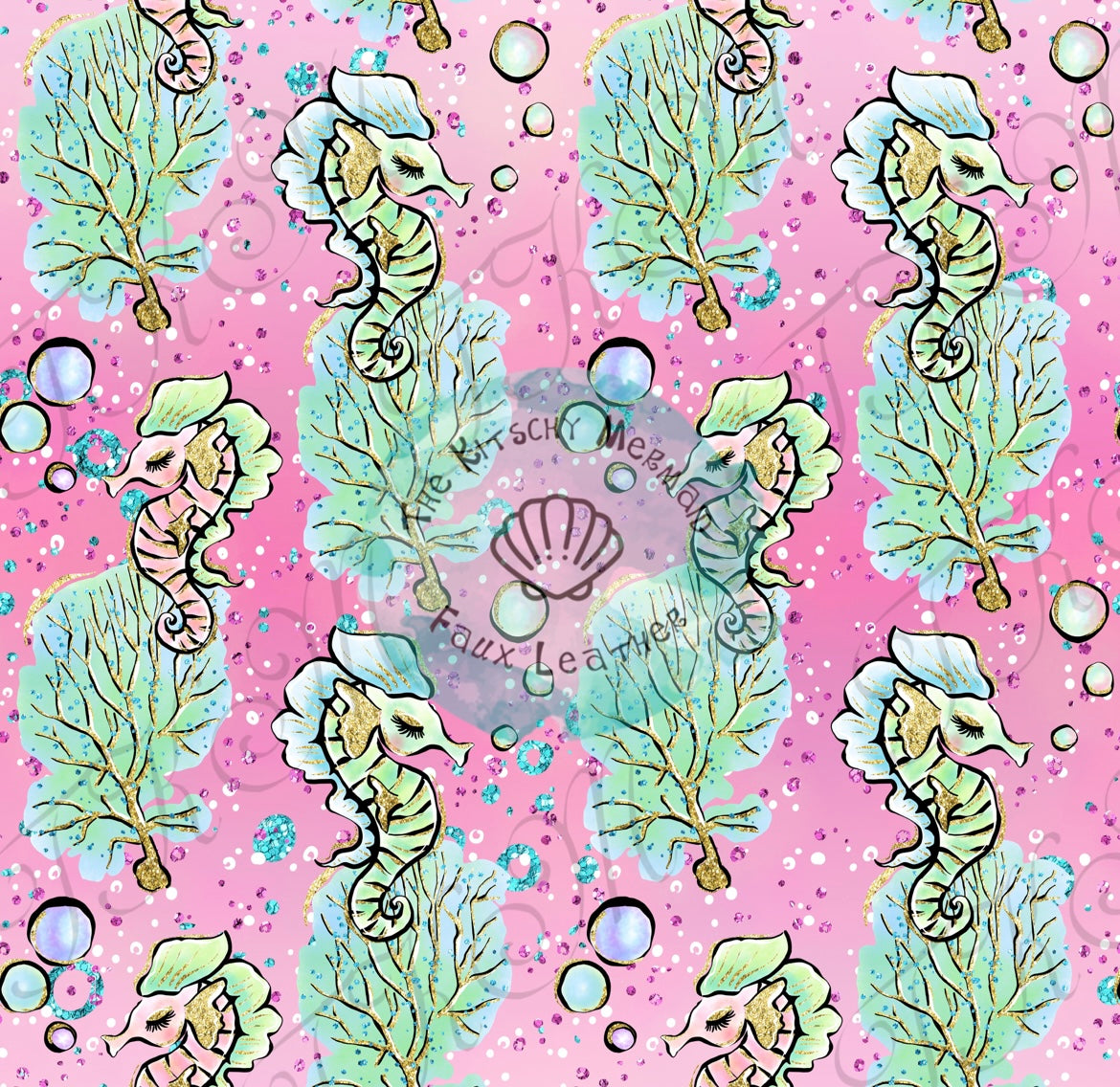 Seahorse Summer Faux Leather Roll, Sheets, and Bullet