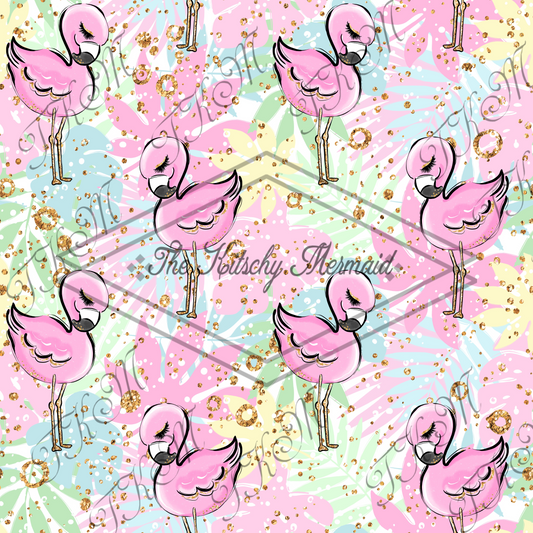 Flamingos In the Summer Faux Leather Roll, Sheets, and Bullet