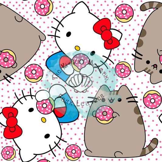 Anime Cats with Donuts Character Faux Leather Roll, Sheets, and Bullet