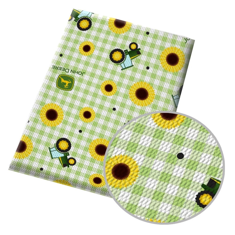 Tractor Plaid SunFlowers Print Leather Roll, Sheets, and Bullet