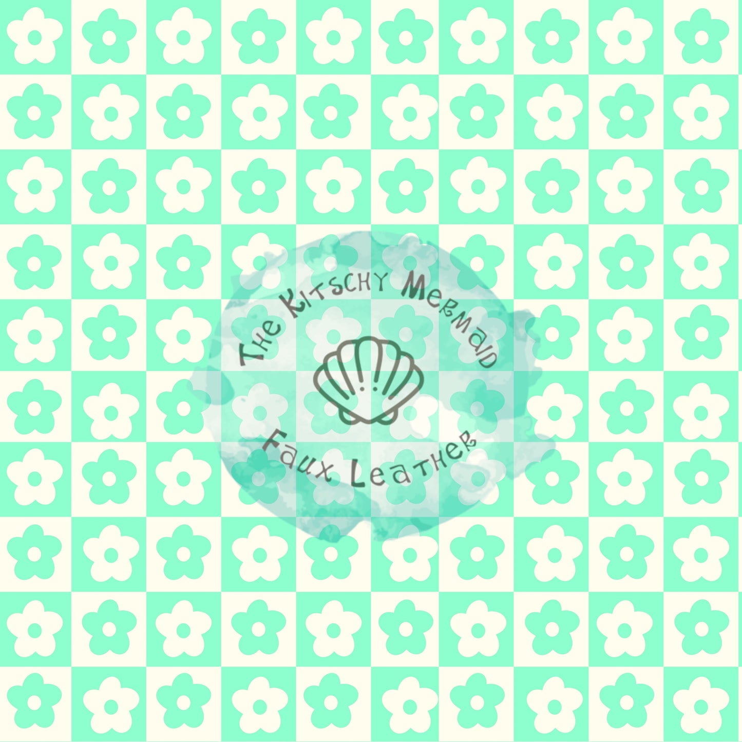 Green Flowers Checkers Faux Leather Roll, Sheets, and Bullet