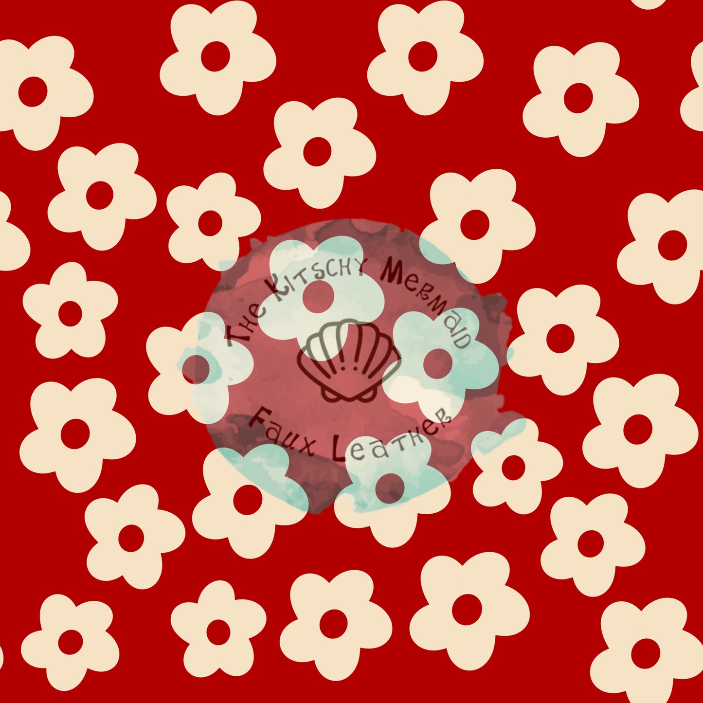 Red and white Flowers Faux Leather Roll, Sheets, and Bullet