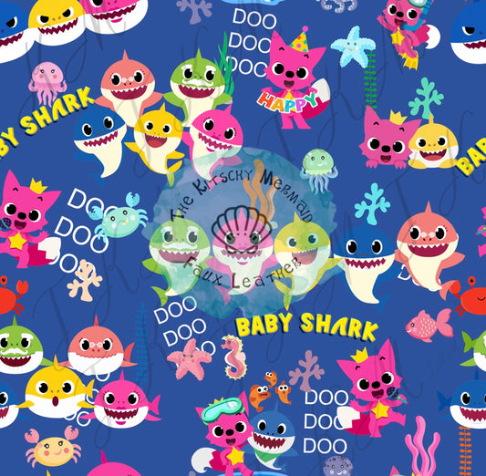 Shark Family Character Faux Leather Roll, Sheets, and Bullet