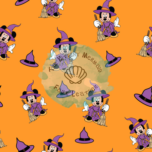 Mouse Character Witch Halloween Faux Leather Roll, Sheets, and Bullet