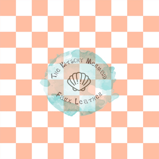 Peach Checkers Faux Leather Roll, Sheets, and Bullet