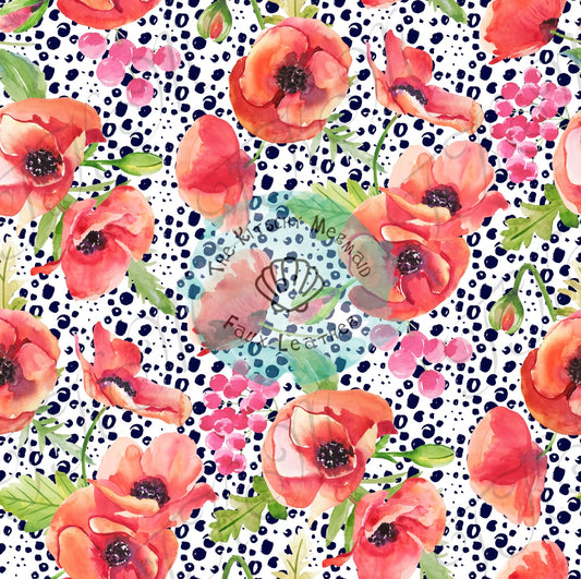 Poppies Floral Faux Leather Roll, Sheets, and Bullet