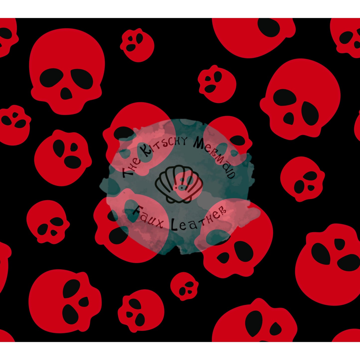 Halloween Red Skulls Faux Leather Roll, Sheets, and Bullet