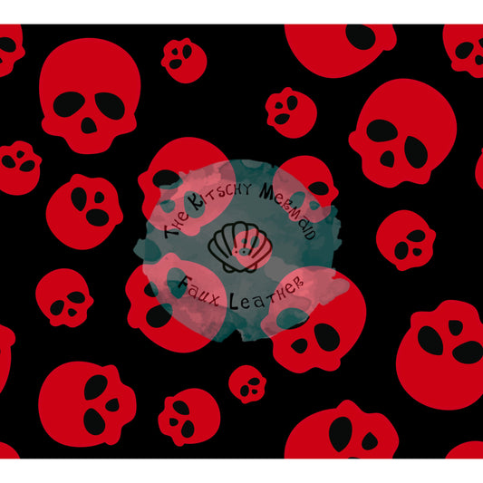 Halloween Red Skulls Faux Leather Roll, Sheets, and Bullet