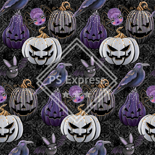 Halloween Purple Spiders and Pumpkins Faux Leather Roll, Sheets, and Bullet