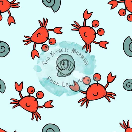 Summer Crabs Print Faux Leather Roll, Sheets, and Bullet