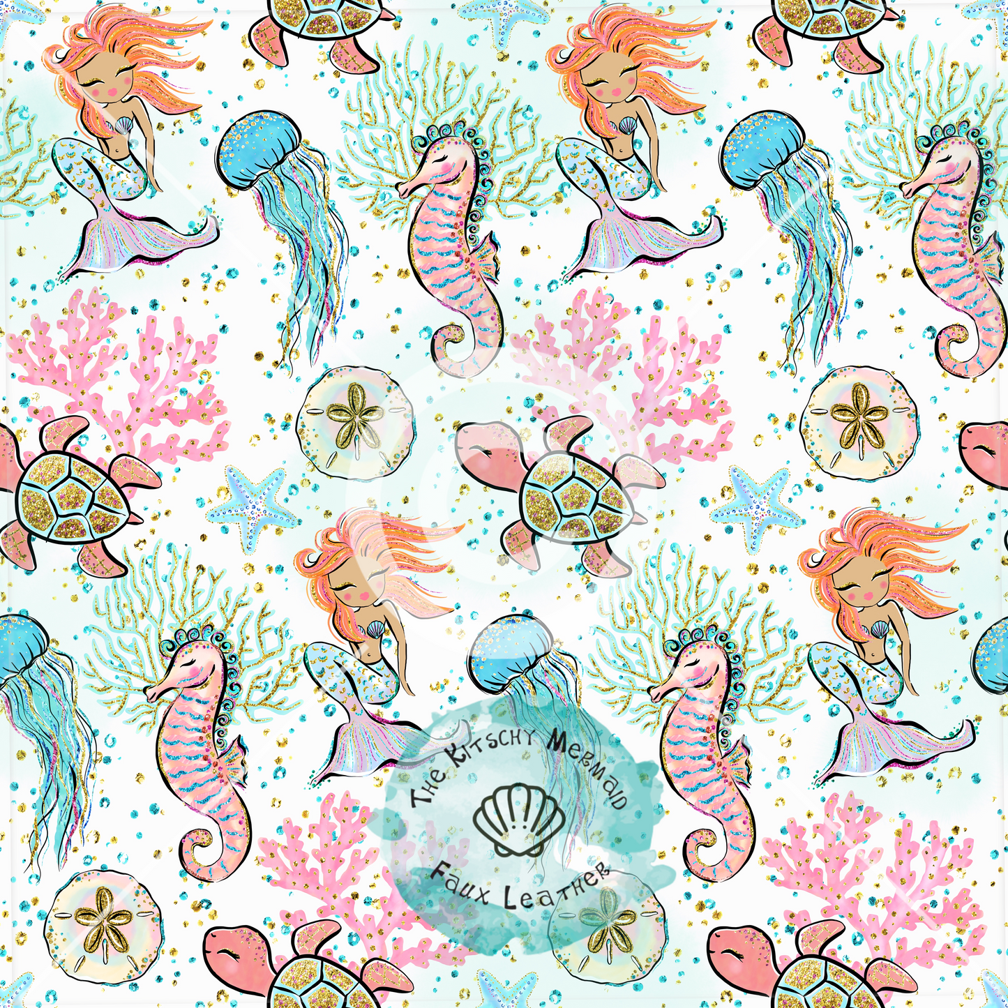 Sea Life Faux Summer Leather Roll, Sheets, and Bullet