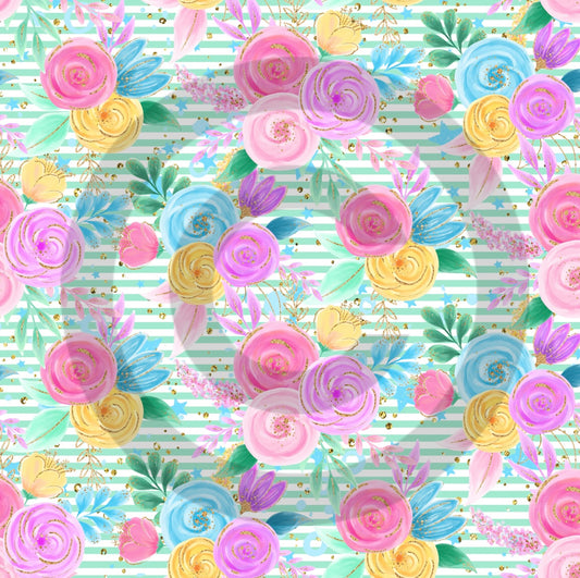 Pastel Roses Floral Faux Leather Roll, Sheets, and Bullet